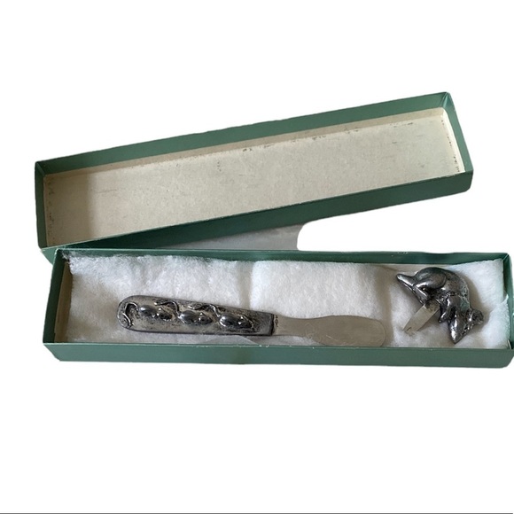 Vintage METZKE Pewter 3 Blind Mice Cheese Knife and Mouse cheese pick 1977 - Picture 1 of 10